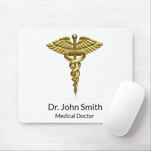 Professional Precious Medical Gold Caduceus Muismat