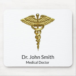 Professional Precious Medical Gold Caduceus Muismat