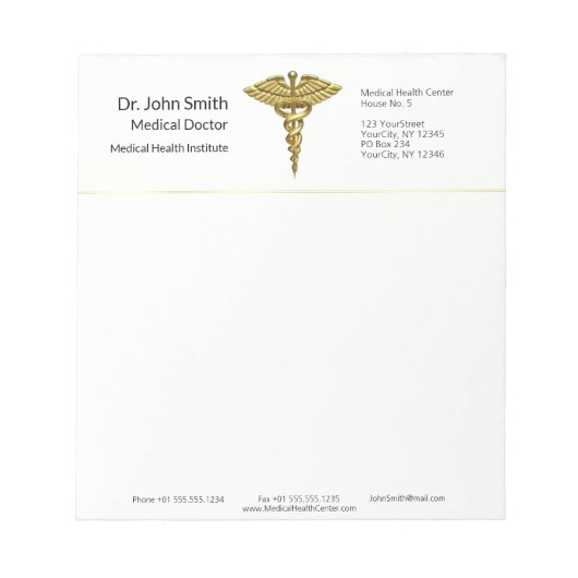 Professional Precious Medical Gold Caduceus Notitieblok (Voorkant)