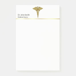 Professional Precious Medical Gold Caduceus Post-it® Notes