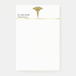 Professional Precious Medical Gold Caduceus Post-it® Notes
