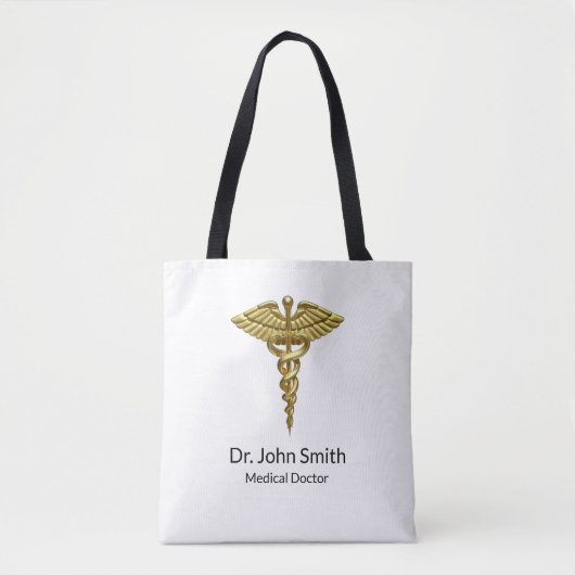 Professional Precious Medical Gold Caduceus Tote Bag (Voorkant)
