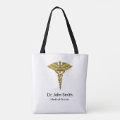 Professional Precious Medical Gold Caduceus Tote Bag (Achterkant)