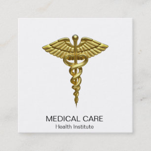 Professional Precious Medical Gold Caduceus Vierkante Visitekaartje