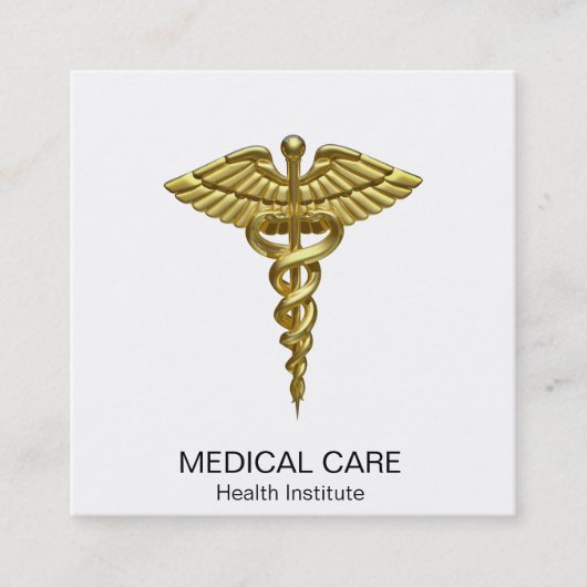 Professional Precious Medical Gold Caduceus Vierkante Visitekaartje (Voorkant)