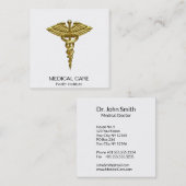 Professional Precious Medical Gold Caduceus Vierkante Visitekaartje (Voorkant / Achterkant)