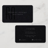 Professional Premium Black en Grey Monogrammen Visitekaartje (Voorkant / Achterkant)