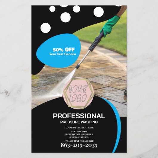Professional Pressure Wash Minimalist Logo Flyer (Voorkant)