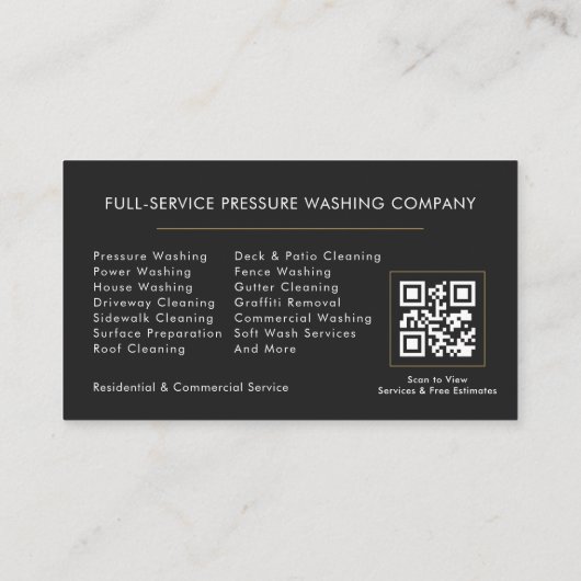 Professional Pressure Washing Power Wash QR Code  Visitekaartje (Achterkant)