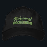 Professional Procrastinator Funny Humor Geborduurde Pet<br><div class="desc">Professional Procrastinator Funny cap from Ricaso - Show off your sense of humor with the “Professional Procrastinator ” text-based design — perfect for anyone whose mind never quite get around to doing things. Simple, bold typography delivers the joke instantly, making it relatable for Procrastinators, and anyone who tends to put...</div>