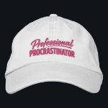Professional Procrastinator Funny Humor Geborduurde Pet<br><div class="desc">Professional Procrastinator Funny cap from Ricaso - Show off your sense of humor with the “Professional Procrastinator ” text-based design — perfect for anyone whose mind never quite get around to doing things. Simple, bold typography delivers the joke instantly, making it relatable for Procrastinators, and anyone who tends to put...</div>