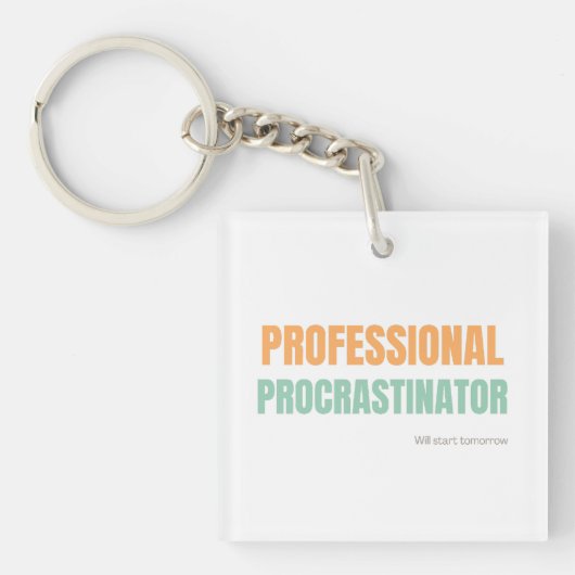 "Professional Procrastinator" Witty Typography Sleutelhanger (voorkant)