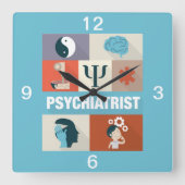 Professional Psychiatrist Iconic ontworpen Vierkante Klok (Voorkant)