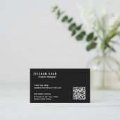 Professional QR Code Black Classic Business Card  Visitekaartje (Staand voorkant)