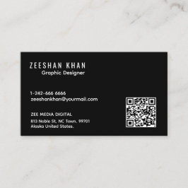 Professional QR Code Black Classic Business Card  Visitekaartje