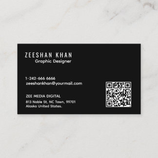 Professional QR Code Black Classic Business Card  Visitekaartje