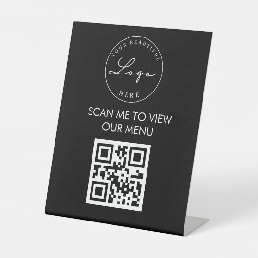 Professional QR-code Contactloos menu Reclamebord Met Voetstuk (Voorkant)