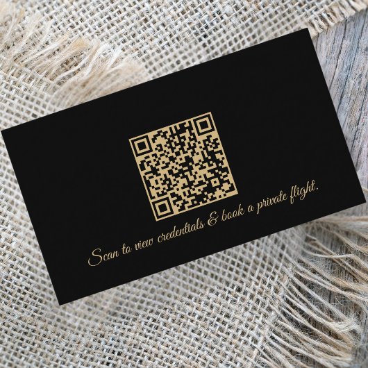 Professional QR Code Elegant Black Gold Pilot Lux Visitekaartje