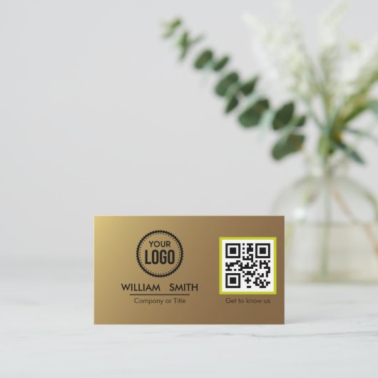 Professional QR-code - Modern minimalistisch zwart Visitekaartje (Staand voorkant)