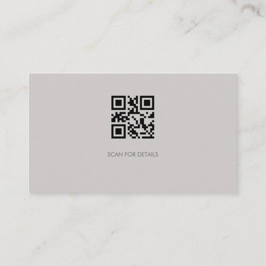 Professional QR Code Monogram Taupe Gray Visitekaartje (Achterkant)