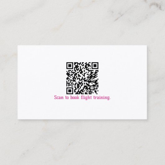 Professional QR Code Pink Plane Flight Instructor Visitekaartje (Achterkant)