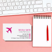 Professional QR Code Pink Plane Flight Instructor Visitekaartje