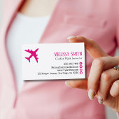 Professional QR Code Pink Plane Flight Instructor Visitekaartje
