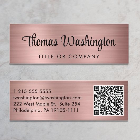 Professional QR Code Stijlvol Manuscript Roos Gold Mini Visitekaartje