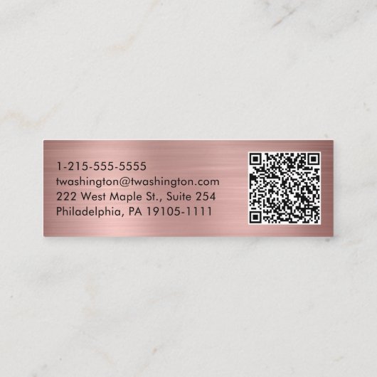 Professional QR Code Stijlvol Manuscript Roos Gold Mini Visitekaartje (Achterkant)