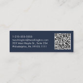 Professional QR-code Stijlvol script blauw Mini Visitekaartje (Achterkant)