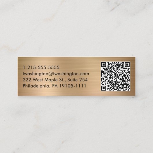 Professional QR-code Stijlvol script goud Mini Visitekaartje (Achterkant)