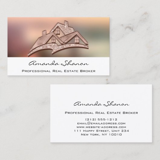 Professional Real Estate Agent Broker Home 3D Roos Visitekaartje (Voorkant / Achterkant)