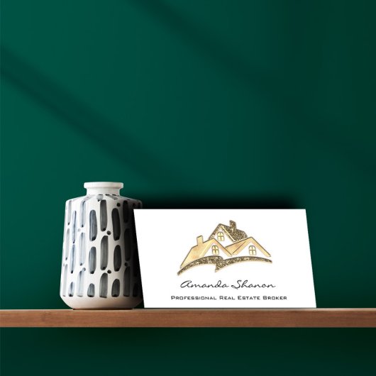Professional Real Estate Agent Broker Home Glitter Visitekaartje