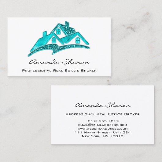 Professional Real Estate Agent Broker Home Ocean Visitekaartje (Voorkant / Achterkant)