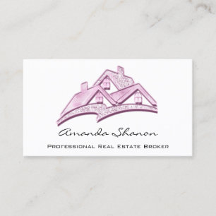 Professional Real Estate Agent Broker House Pink Visitekaartje