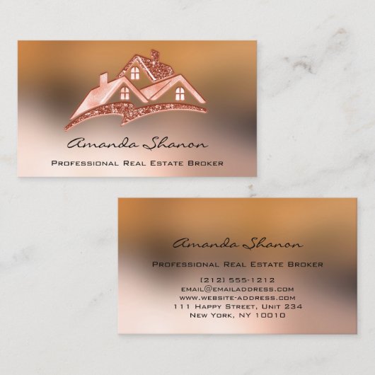 Professional Real Estate Agent Broker Ombre House Visitekaartje (Voorkant / Achterkant)