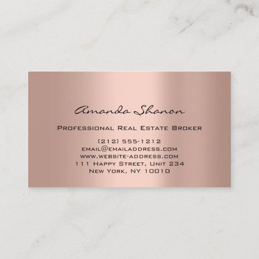 Professional Real Estate Agent Broker Roos Gold Visitekaartje (Achterkant)