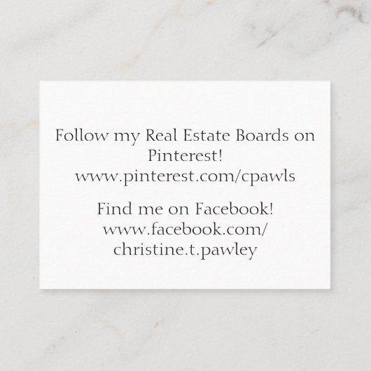 Professional Real Estate Agent Visitekaartje (Achterkant)