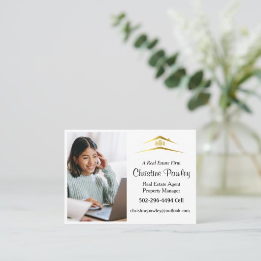 Professional Real Estate Agent Visitekaartje (Staand voorkant)