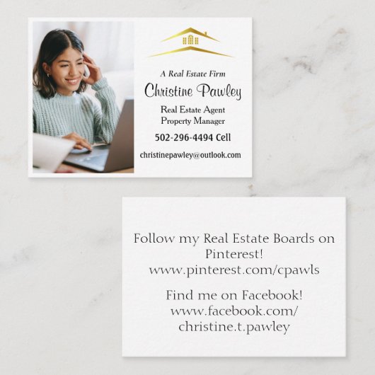 Professional Real Estate Agent Visitekaartje (Voorkant / Achterkant)