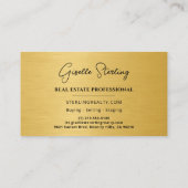 Professional Real Estate Black Gold Metallic Visitekaartje (Achterkant)