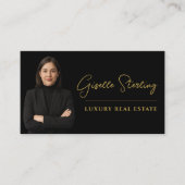 Professional Real Estate Black Gold Metallic Visitekaartje (Voorkant)