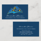 Professional Real Estate Broker Agent Blue Navy Visitekaartje (Voorkant / Achterkant)