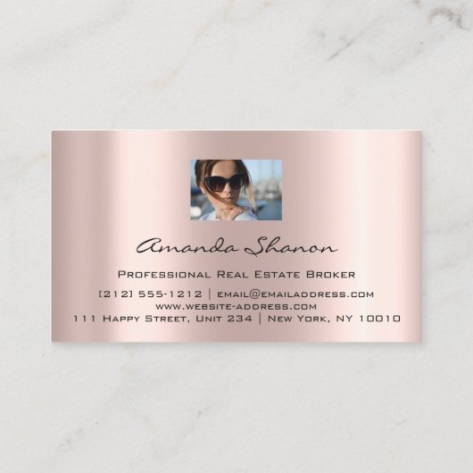 Professional Real Estate Broker Agent Roos Foto Visitekaartje (Achterkant)