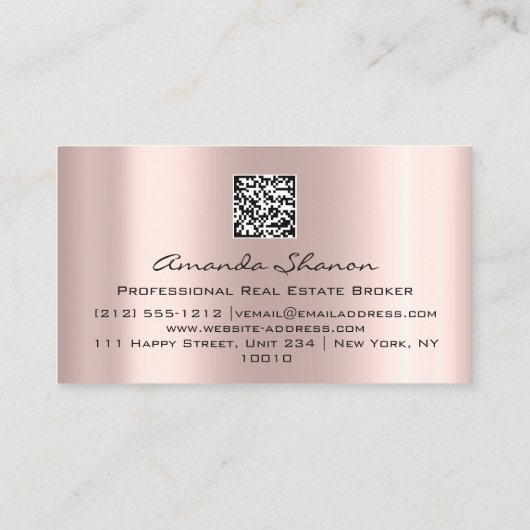 Professional Real Estate Broker Agent Roos Gold QR Visitekaartje (Achterkant)