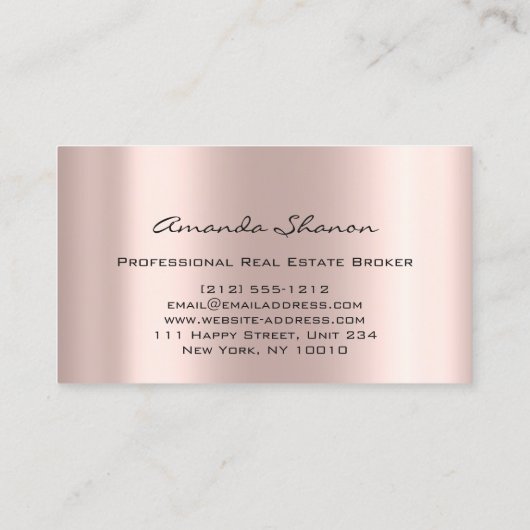 Professional Real Estate Broker Agent Roos Gold Visitekaartje (Achterkant)