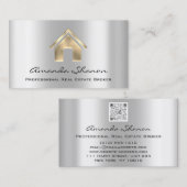 Professional Real Estate Broker Agent Silver QR Visitekaartje (Voorkant / Achterkant)