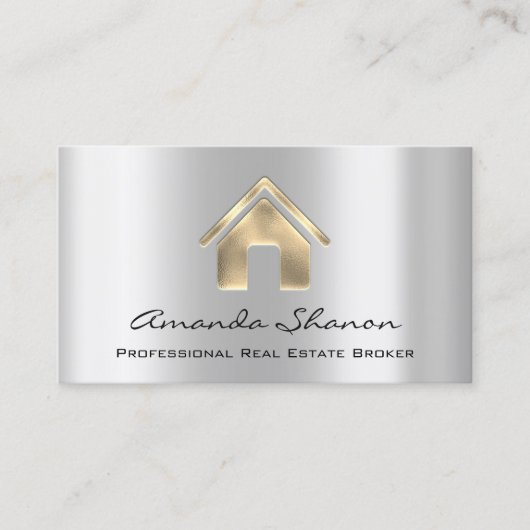 Professional Real Estate Broker Agent Silver QR Visitekaartje (Voorkant)
