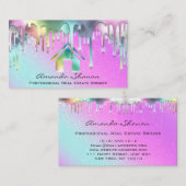Professional Real Estate Broker Pink Holographic Visitekaartje (Voorkant / Achterkant)