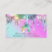Professional Real Estate Broker Pink Holographic Visitekaartje (Voorkant)